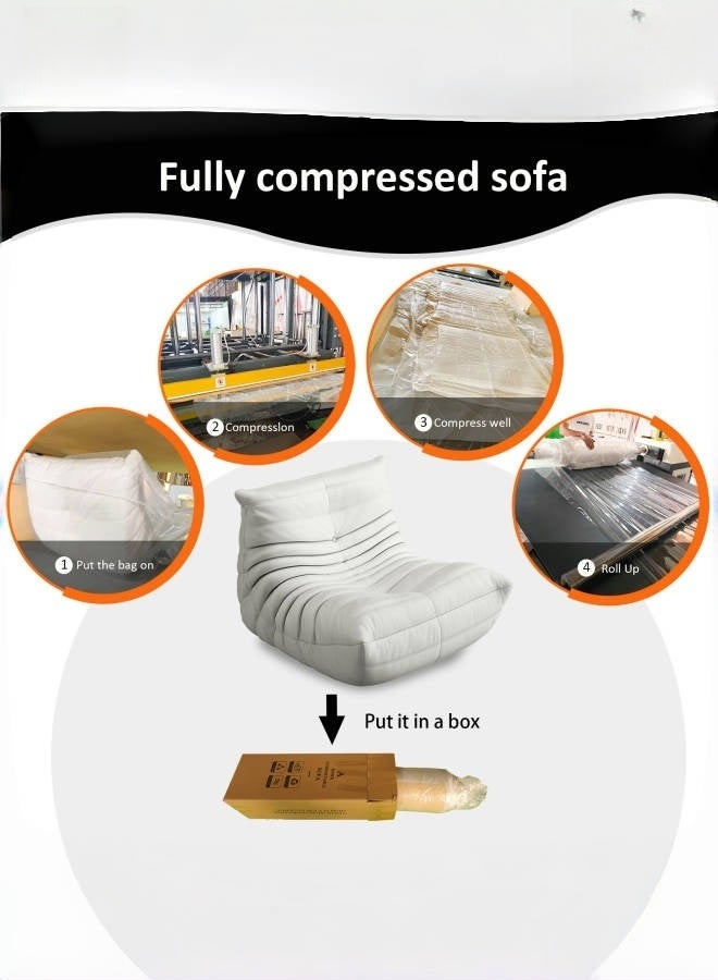 JANTENS Lounge Sofa,Lazy Sofa for Living Room,Caterpillar sofa ,Fabric Leisure Sofa Chair for Relaxation Leisure Sofa in Bedroom or Balcony White - Image 4